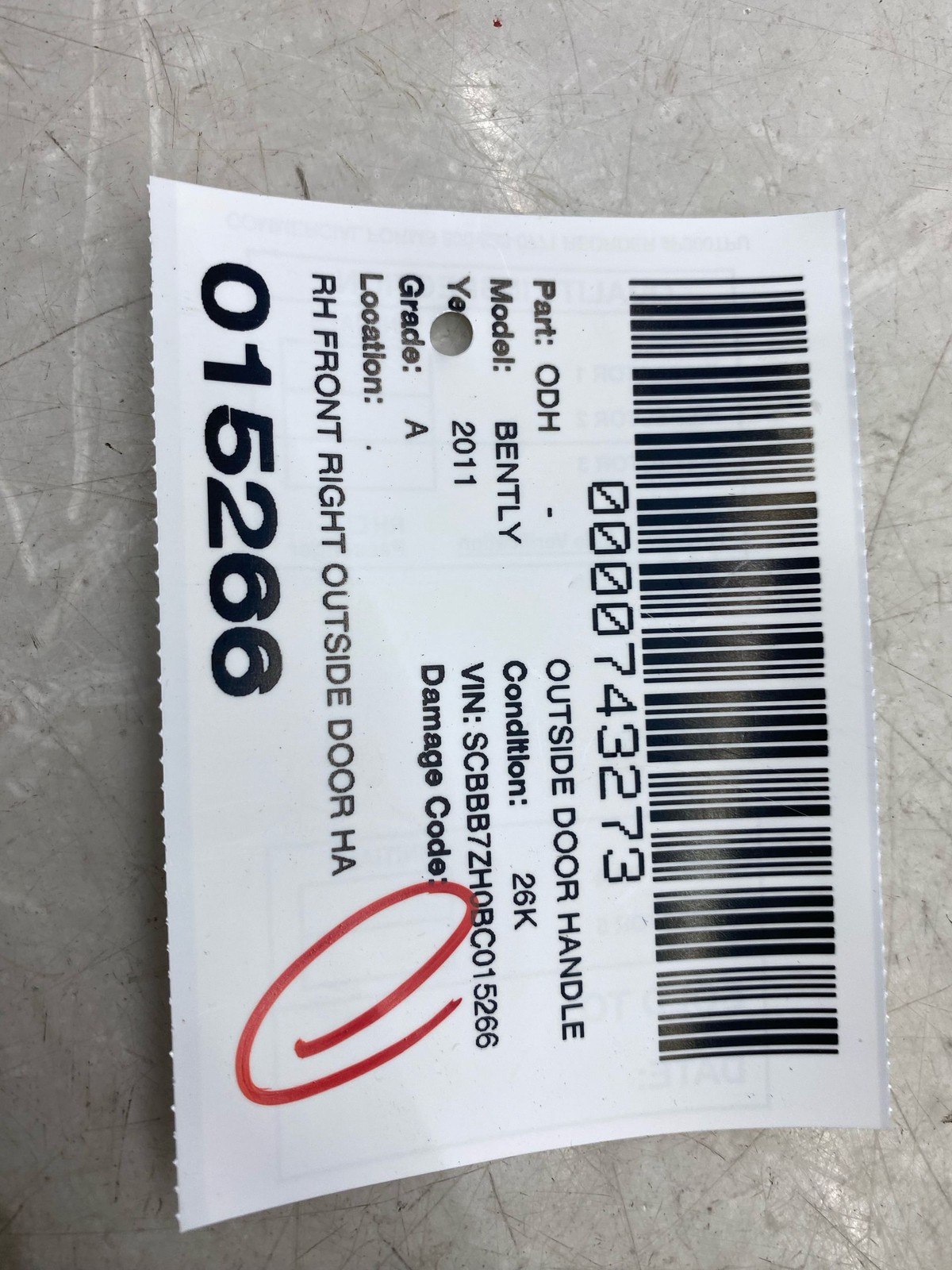 2010-2020 BENTLEY MULSANNE OEM FRONT RIGHT OUTSIDE DOOR HANDLE CHROME 3Y0837886