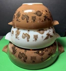 Vntg Pyrex Glass Early American Cinderella Mixing Bowls #442 #443 #444 Set Of 3