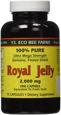 100 Pure Freeze Dried Fresh Royal Jelly - 2000 mg YS Eco Bee Farms 75 Caps