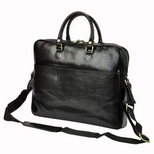 Genuine Leather Briefcase for Men & Women, Italian Leather Laptop Bag, A4 Work