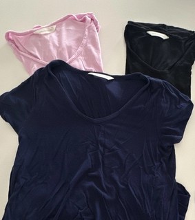 Peter Alexander XS Lot of 3 Solid V Neck Short Sleeve Tops Black Pink Blue