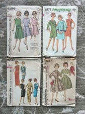 Four 4 Pre-owned Simplicity vintage dress patterns for women. Used and cut.