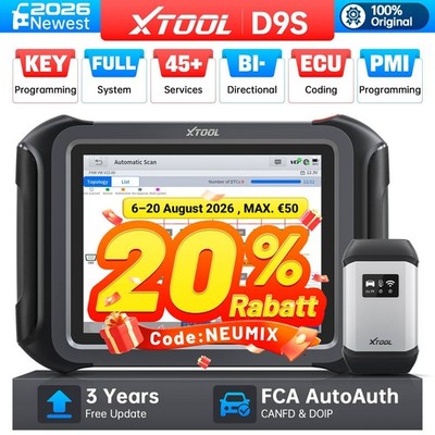 XTOOL D9S KFZ OBD2 Diagnosegerät Vollsystem-Diagnosescanner 45 Rücksetzungen DE