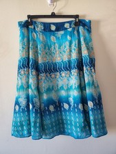Vintage Necessary Objects Women s L Cotton Midi Skirt Lined Floral Paisley Multi