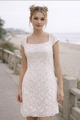 Vintage Scott McClintock Coquette Lace Dress 90s Square Neck Sz 14 Feminine  | eBay
