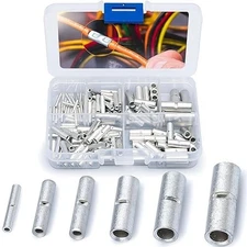 Non Insulated Butt Connectors Kit - Butt Splice Connectors Crimp - 100 PCS