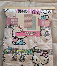 NWT Hello Kitty Quilted Reversible Blanket Twin Sanrio 60x90" Light Pink/Blue