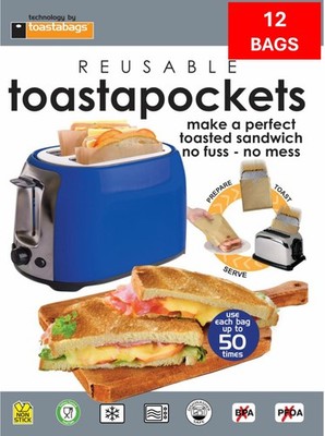 Toasttaschen 12 Stück. Je 50 mal wiederverwenden. Schnelle, einfach geröstete Sandwiches