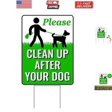 18" x 9" Clean Up After Your Dog Sign with Metal H-Stake - Weather-Resistant,...