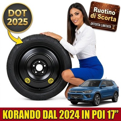 Notrad 17'' Kgm Korando 5-Loch Stahl Felge Schwarz DOT 25 Nabe Italien