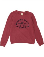 JACK WILLS Womens Graphic Sweatshirt Jumper UK 8 Small Pink Cotton DG08