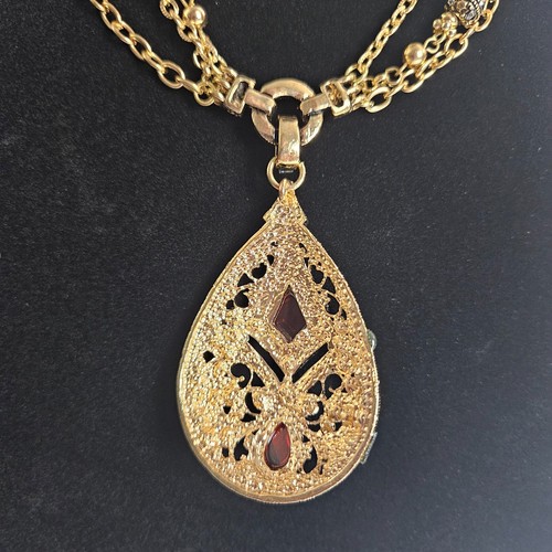 Stylish Statement Jewelry Lot Pendant Necklace, Enamel Brooch, Wide Cuff Bangle - Picture 5 of 20