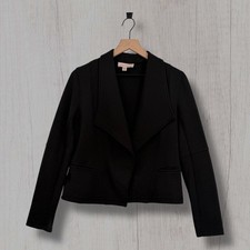 Philosophy Republic Clothing Open Front Knit Cropped Blazer Jacket Black XS