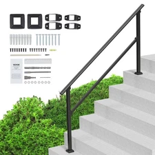 VEVOR 5 Handrails for Outdoor for Seniors Porch Deck Black Square Tube Steel