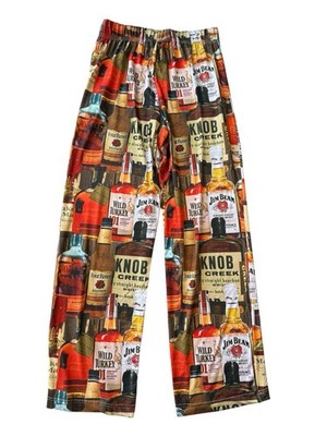 Brief Insanity Bourbon Whiskey Bottle Print Novelty Lounge Pants Men's M NWT