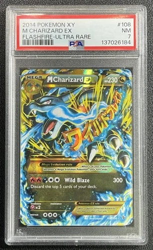 MEGA CHARIZARD PSA 7 2014 POKEMON XY FLASHFIRE #108 ULTRA RARE 6184