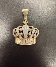 10K Yellow Gold Mens Diamond King Crown Charm Pendant 1.02 CT 9.2 Grams Heavy