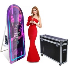 32" Mirror Photo Booth w/Touch Screen Photobooth w/Flight Case for Wedding Party