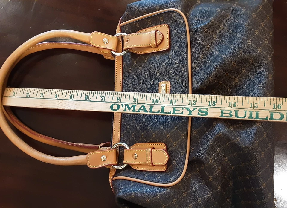 Rioni Moda Italia Brown Signature Ruched Double Handle Satchel Handbag Purse Bag - Image 4 of 4