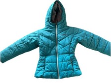 Columbia Jacket Girls Katelyn Crest XS 6/6X Teal Hooded Quilted Winter NO FUR