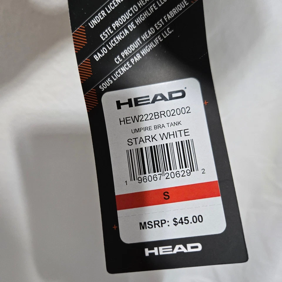 Camiseta sin mangas HEAD Stark blanca con sujetador de árbitro para mujer de impacto medio espalda deportiva ropa deportiva Foto 4 de 4