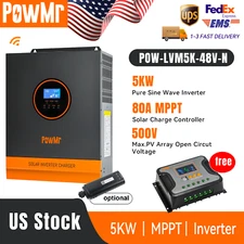 5000W Solar Hybrid Inverter 48V to 110V MPPT PV 500V + 60A PWM Charge Controller