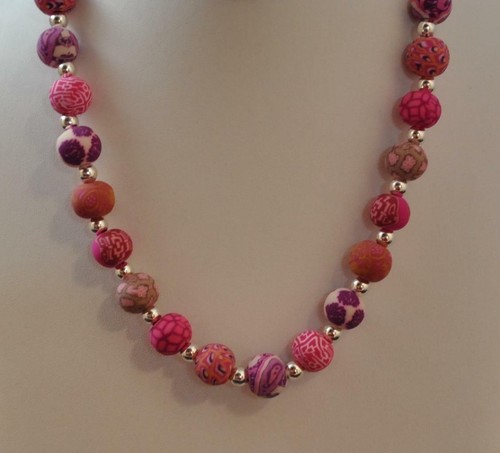 Jilzarah Tea Berry Medium Silverball Necklace Polymer Clay Beads Handmade R6 - Picture 3 of 12