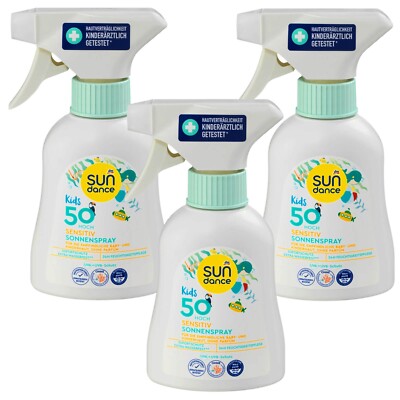 3x 200ml Sun Dance Kids ultra Sensitiv Sonnencreme LSF 50 Wasserfest UVA UVB #05