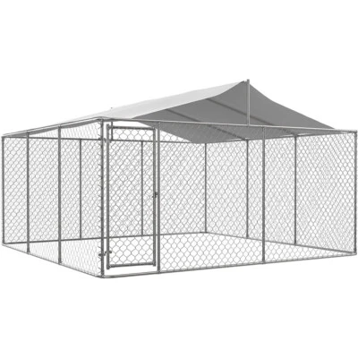 OUYESSIR-HOME 15x15 Ft Spire Roof Metal Walk-in Chicken Coop Outdoor Pet Run Cage Dog Kennel