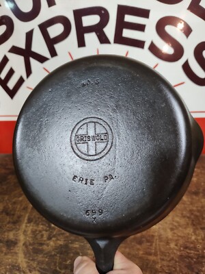 ''Fully Restored'' GRISWOLD 8'' Cast Iron Skillet Pan Small Logo Seasoned Flat 
