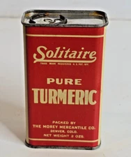 Vintage 1930's Solitaire Turmeric Spice Tin Morey Mercantile Denver CO CanCo