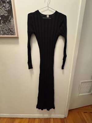 Toteme Black Ribbed-Knit Maxi Dress Long Sleeve [8/10 Condition] | eBay