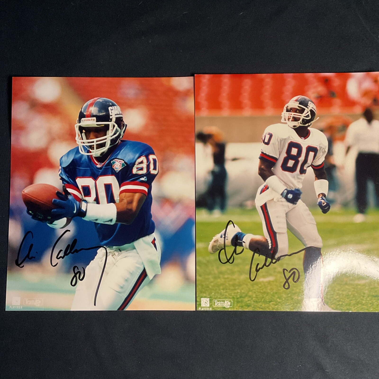 Lot Of 2 Chris Calloway 80 New York Giants WR 1992-1998 SIGNED 8x10 Action Photo