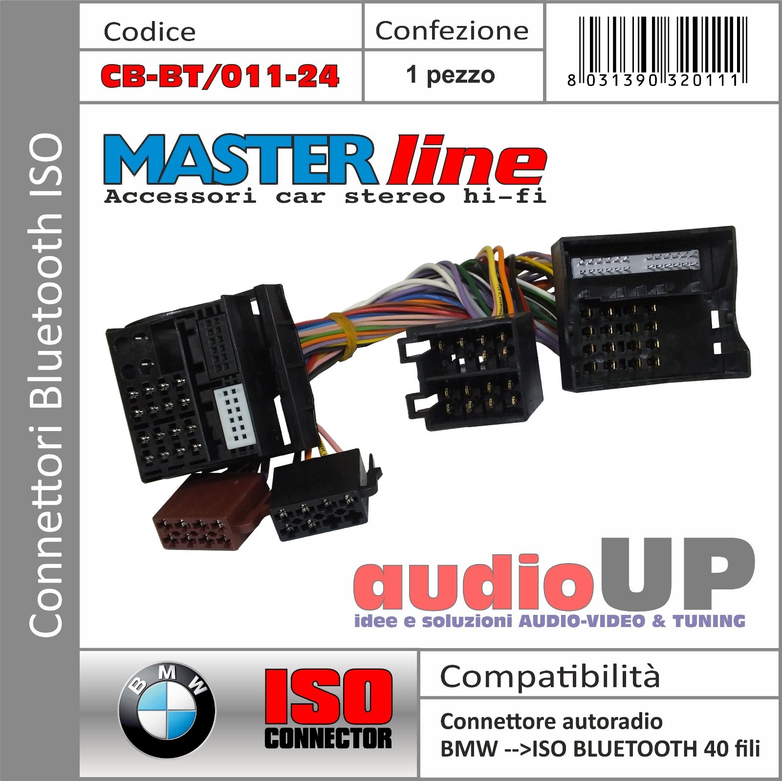 CONNETTORE ISO INTERFACCIA BLUETOOTH 40 FILI PER BMW X-4. ADATTATORE AUDIO.