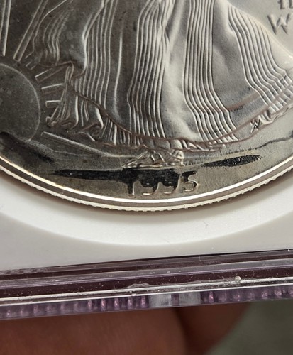 1995 Silver Eagle $1 Mint Error MS69 Date Weakly Struck Rare - Picture 4 of 4