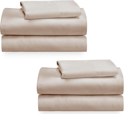 Soft 100% Cotton Twin XL Sheet Set - 2-Pack, Deep Pockets, Cooling Beige
