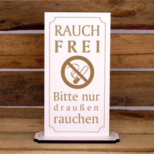 Rauchfrei Aufsteller Schild Holz graviert Tischaufsteller Nichtraucher Tischdeko - Bild 1 von 3
