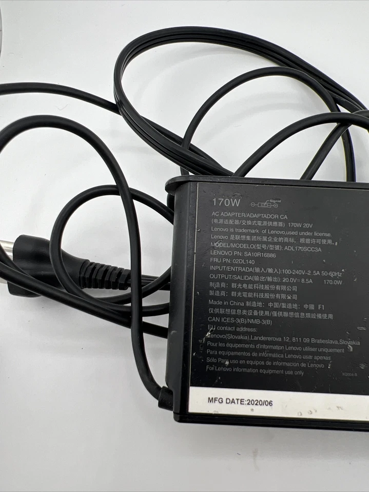 Lenovo 20V 8.5A 170W ADL170SCC3A ThinkPad P73 Negro Foto 2 de 4