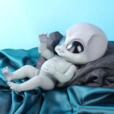 14 Inch Cute Alien Baby Dolls Silicone Simulation Reborn Grey Blue NY9