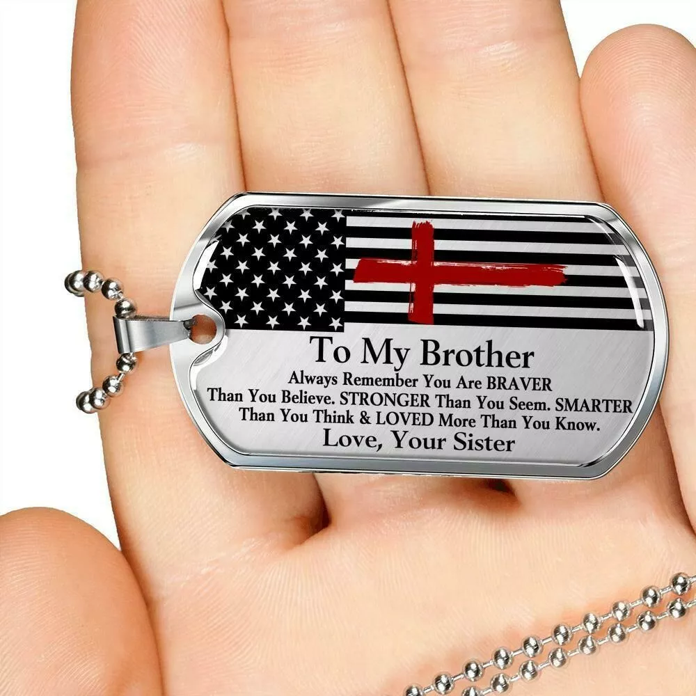 To my brother dog tag cheap