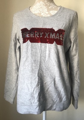 George Pailletten Cracker ''''Frohe Weihnachten'''' ''''Bah Humbug'''' Pullover Pullover UK 14