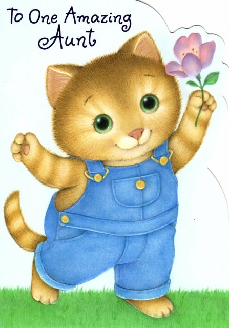 Happy Birthday Aunt Kitty Kitten Cat Cats Theme Hallmark Greeting Card