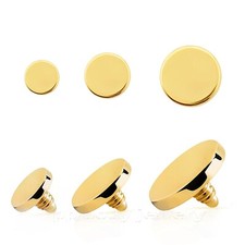 14G Flat Disc Gold Plated 316L Surgical Steel Dermal Anchor Top 3mm 4mm 5mm
