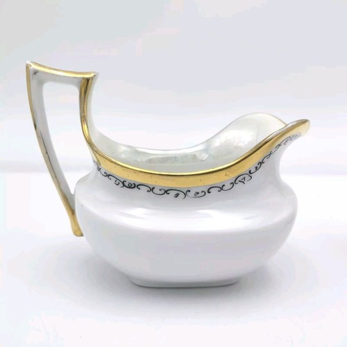 Uno Bavaria Favorite Sugar & Creamer Set Art Nouveau White Luster Gold Edge - Picture 2 of 14