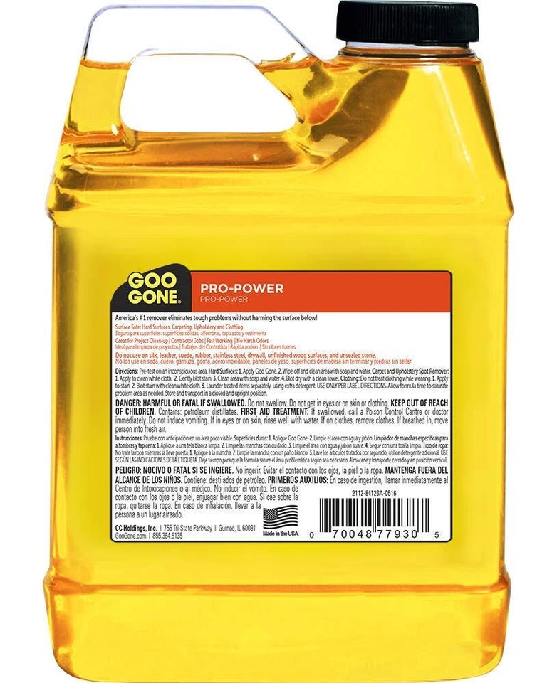 Goo Gone Pro Power 32 oz agente de limpieza de alta resistencia elimina manchas de grasa pegamento Foto 2 de 4