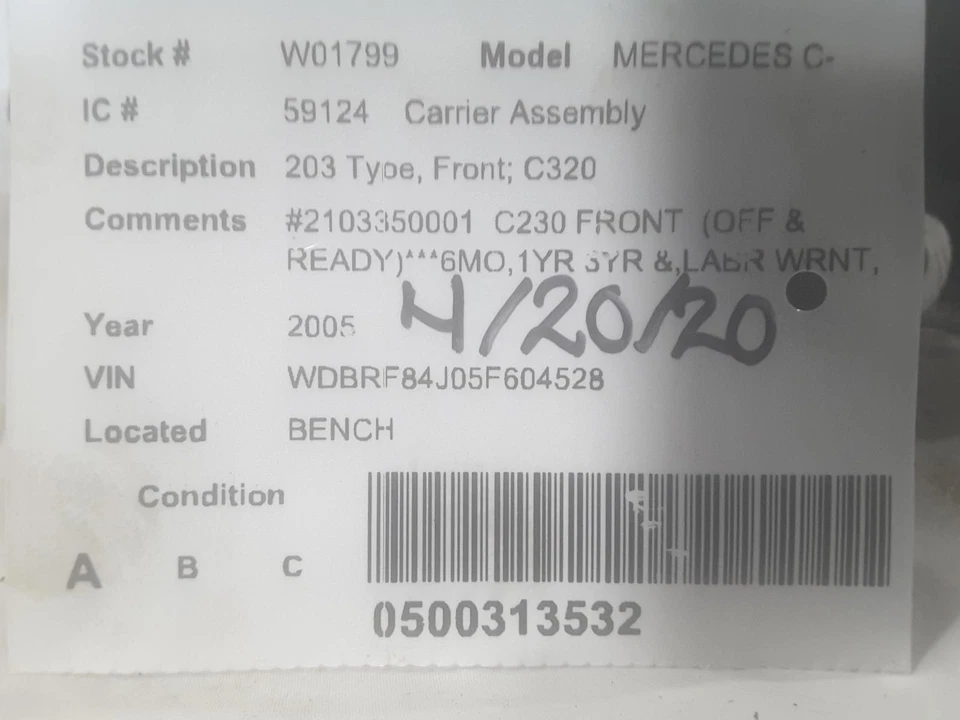 Used Differential Carrier Assembly fits: 2005 Mercedes-benz Mercedes c-class 203 Foto 4 de 4