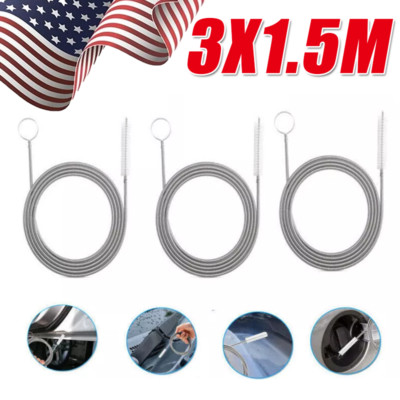 3x Refrigerator Scrub Brush Flexible Cleaner Hole Car Sunroof Drain Clog Remover