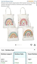 4 Pcs Teacher Appreciation Gifts Teacher Canvas Tote Bags Teacher Gift Bags f...