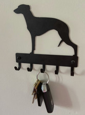 Whippet Dog Leash Hanger Metal Wall Key Rack Holder 5 Hooks Sm 6" Made USA