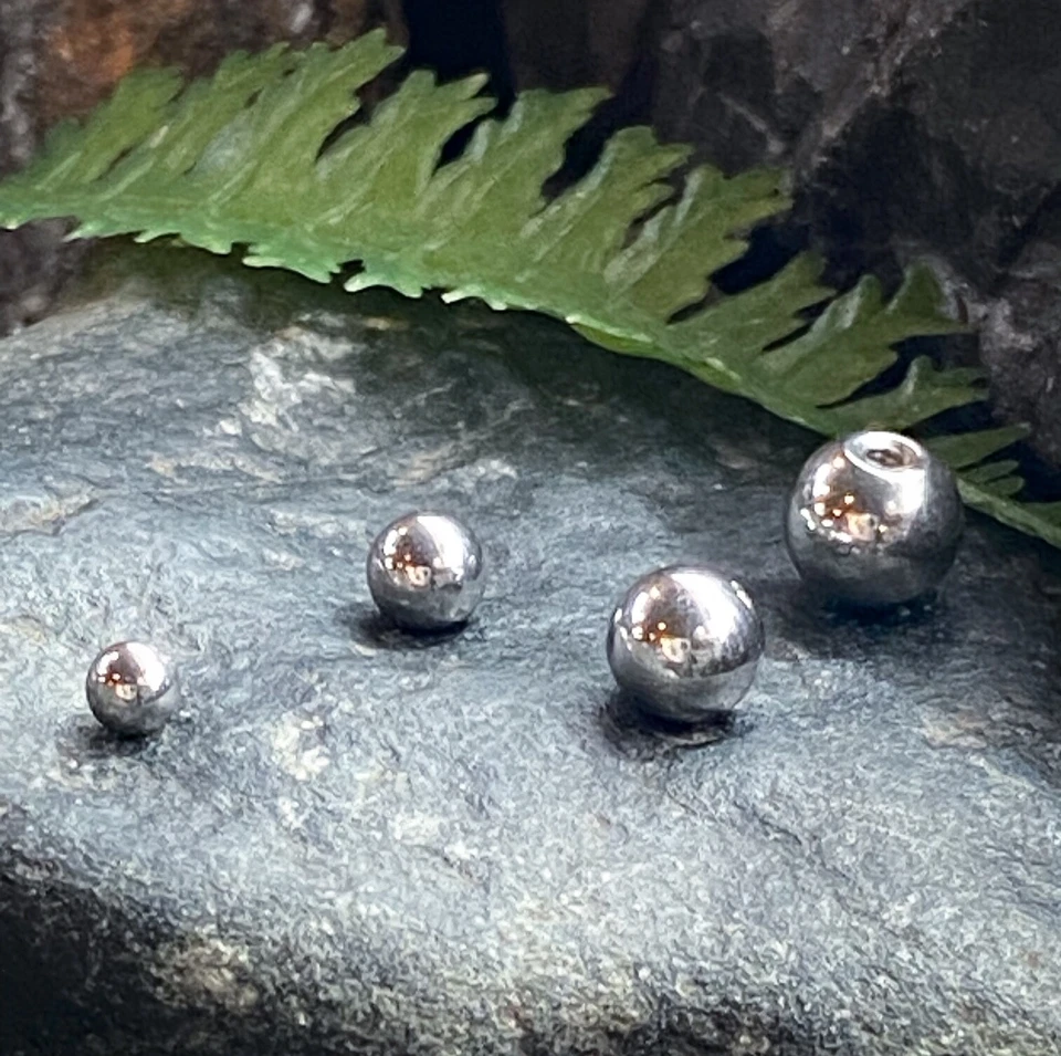 Piezas de repuesto para joyería corporal - Bolas roscadas de acero quirúrgico 316L 10pk Foto 2 de 4